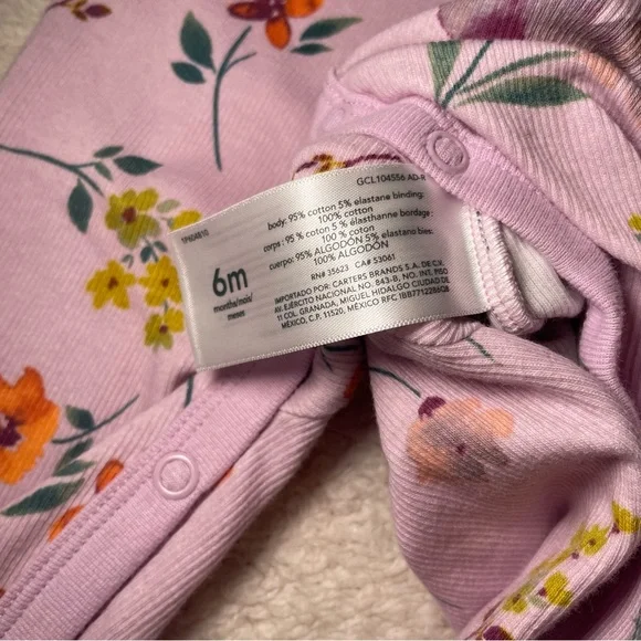 Carter's Lilac Floral Footed One-Piece Pajamas - Picture 8 of 9
